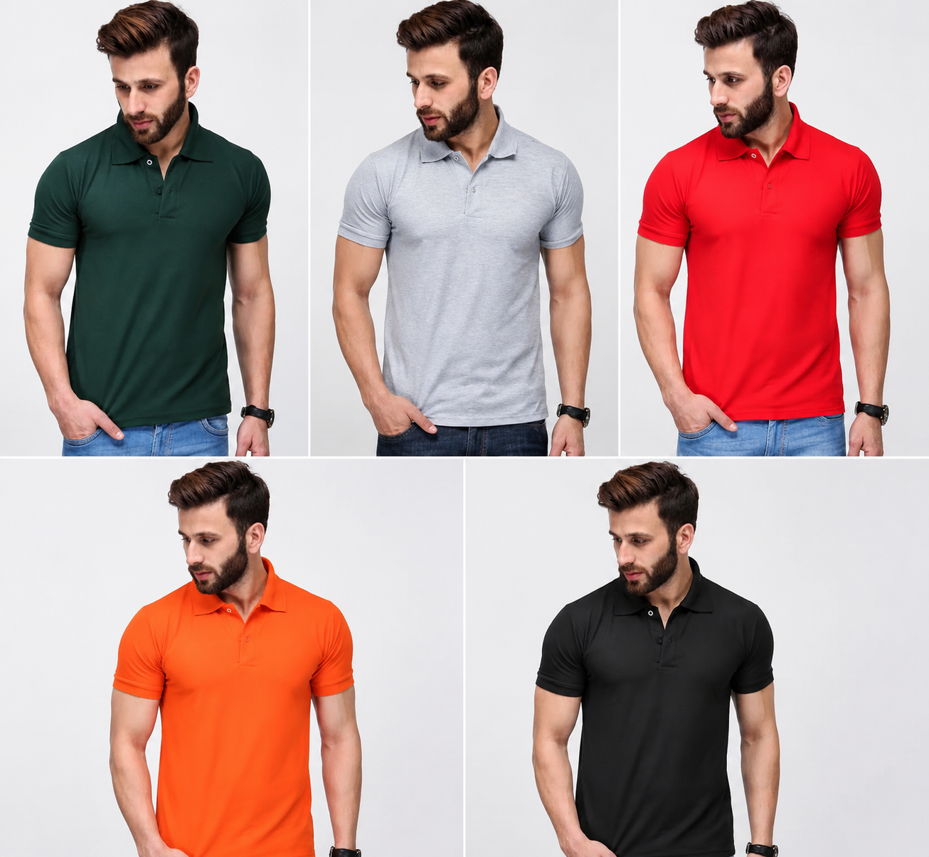 👕✨ Elegant Cotton Polo T-Shirts Combo (Pack of 5)